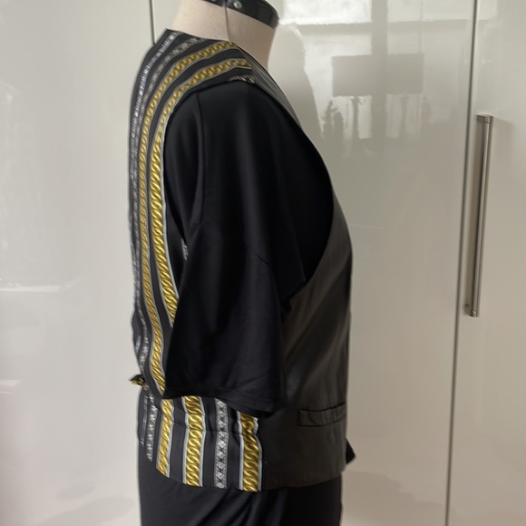 BEGEDOR Italia Leather Vest in Black Leather & Silk Vintage EU40 NWOT - Picture 3 of 7